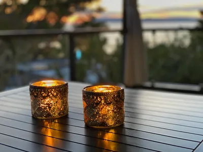 Produktbild von Jinfa® 2er Set Windlichter in Silber