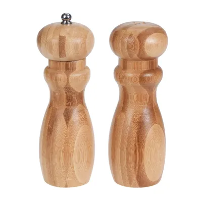 Produktbild von 2er Set Gewürzmühle aus Holz Ø 5 cm x 16 cm Keramikmahlwerk Salz Pfeffer Mühle Salzmühle Pfeffermühle