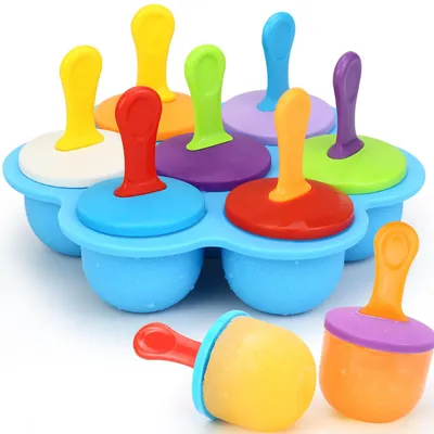 Silikon-Eisformen, 7 Stück, BPA-frei, blau, für DIY-Eis am Stiel