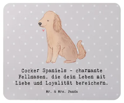Produktbild von Mr. & Mrs. Panda Mousepad Cocker Spaniel Liebe - Grau Pastell - Geschenk, Hundeliebhaber, pc mauspad, mausteppich, Hunde, und Loyalität, laptop, Mouse Pad, Hunderasse