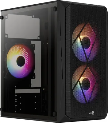 A black computer case with RGB fans.