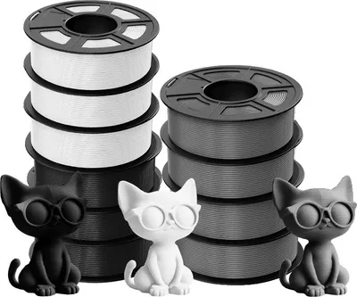 Image de filament pour imprimante 3D, haute résistance, compatible avec la plupart des imprimantes, PLA PLUS 3BK 3WT 4GY