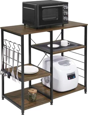 Produktbild von Magnetronregal 5 Ebenen, Metall, 90x40x83,5cm, Schwarz/Braun