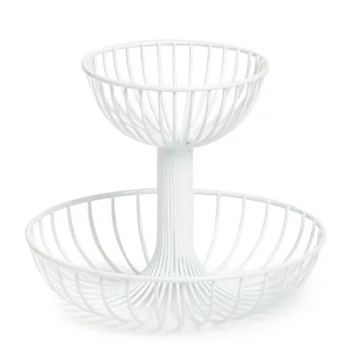 Produktbild von ZELLER Obst-Etagere 27416 mit zwei Ebenen, Metall, weiß, ca. Ø 29 x 23,5 cm