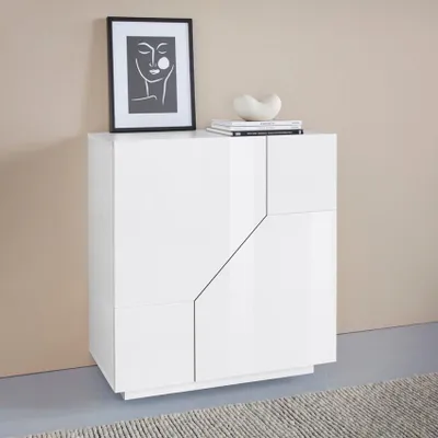 Produktbild von Sideboard Adara 80x43cm Weiß mit 2 Fächern für Wohnzimmer, Schlafzimmer, Küche