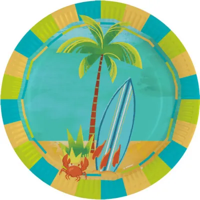 Produktbild von Sommer Surf Party Pappteller 8 Stück 23 cm