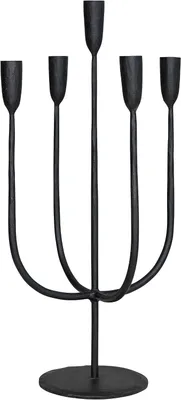 Productafbeelding van Ronde Handgesmede Metalen Kandelaar, Houdt 5, Zwarte Taper Houder