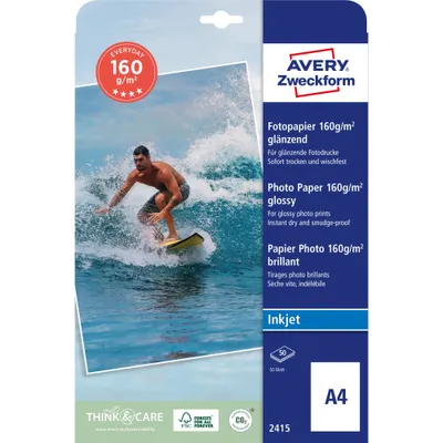 Obrázek produktu pro Avery Classic Inkjet, DIN A4, 160 g, Lesk, 160 g/m², InkJet, A4, Bílá, 40 listy