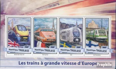 Produktbild von Briefmarken Togo 2017 Mi 8009-8012 Kleinbogen (kompl. Ausgabe) postfrisch Europäische Schnellzüge