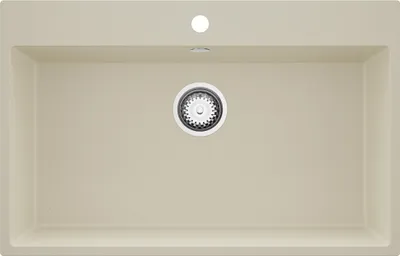 Produktbild von PRIMAGRAN Spülbecken Beige 78x50cm, Granitspüle 1 Becken + Ablauf-Set, Küchenspüle ab 80er Unterschrank - Riga