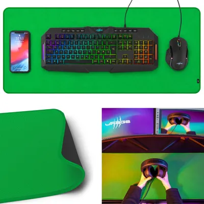 Produktbild von Hama Greenscreen 250 Desk-Mat, Grün, Einfarbig, Polyester, Gummi, Anti-Rutsch-Basis, Gaming-Mauspad