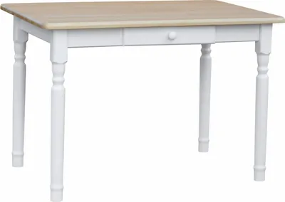 Immagine prodotto di Tavolo bianco II con cassetto in legno di pino massiccio con piano laccato 90 x 60 cm