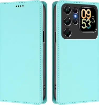Obrázek produktu pro Kožené pouzdro pro Oukitel C62 / C62 Pro, magnetické flipové pouzdro zPolyuretankůže se stojánkem Mátově zelená