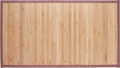 Imagen del producto de Alfombrilla de bambú: Resistente a la humedad, borde de tejido, alfombrilla para baño o ducha, 80 x 45 cm, color natural