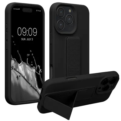 Produktbild von kwmobile Handyhülle für Apple iPhone 16 Pro Max Hülle - TPU Silikon Case mit Fingerhalter und Stand - Schutzhülle Cover in Schwarz