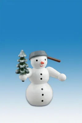 Produktbild von Holzfigur Schneemann mit Baum Höhe 6,5cm NEU