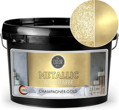 Produktbild von Viva Decor My Color Room Metallic Wandfarbe Champagner-Gold 2,5 l, Effektfarbe für Wände & Decken innen, wasserbasiert, hochdeckend & abriebfest