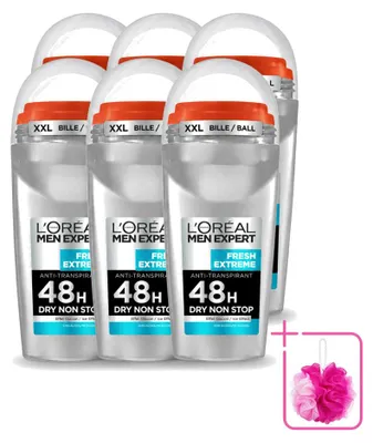 Image de 6 x Déodorant bille L'Oréal Paris Men Expert Fresh Extreme - 50 ml - Pack économique - 6 pièces