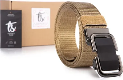 Produktbild von SERGEJ DUBAI Herrengürtel automatischer Gürtel mit Aluminiumschnalle für Hosen Beige