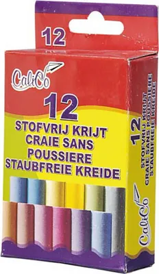 Zdjęcie produktu dla Kreda tablicowa 12 sztuk w różnych kolorach, bezpyłowa