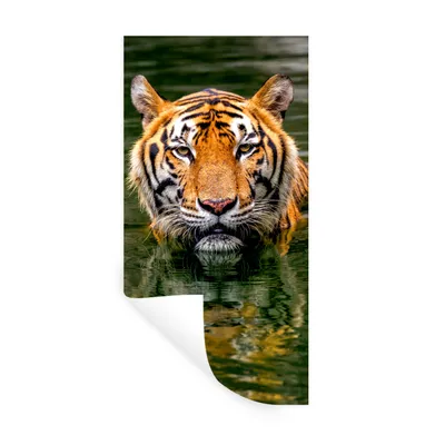 Produktbild von MuchoWow® Wandtattoo Wandsticker Wandaufkleber Tiger im Wasser 20x40 cm Selbstklebend und Repositionierbar - Selbstklebend - Fototapeten