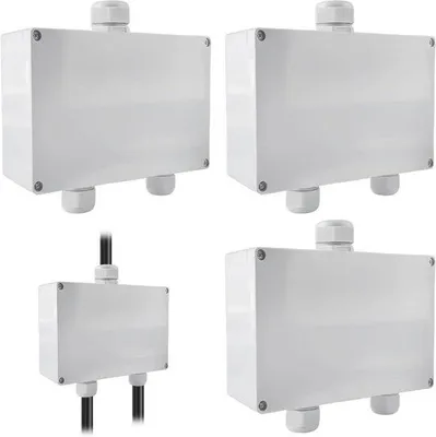 Produktbild von Wasserdichter IP66-Verteilerkast - 1-zu-2 - Fertigkast für Gaskabel - Einbausatz mit Klemm - kleine Kabelverteilerbox für 4-8 mm Kabel - 100 x 68 x 50 mm.