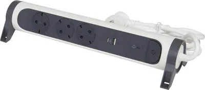 Image de Legrand multiprise rotatif 3x prise, USB-A, USB-C, SPD, câble 1,5m blanc-noir 694508