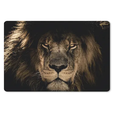 Produktbild von MuchoWow® Schreibtischunterlage Löwe - Tiere - Schwarz - Porträt 60x40 cm - XXL Mauspad - Großes Mauspad