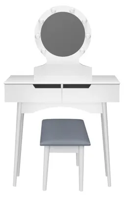 Produktbild von HOME DELUXE - Schminktisch MIRANDA - Weiß: - 130 x 80 x 40 cm, 8 LED´s wählbar zwischen 3 Lichtfarben, steuerbar über Touchbutton, inkl. Hocker I Kosmetiktisch Make - UP Tisch
