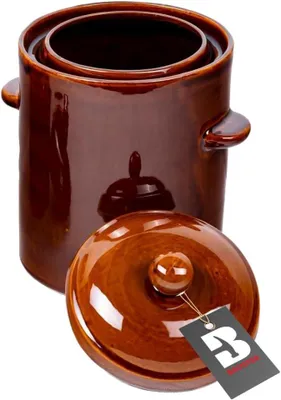 Produktbild von Steingut Gärtopf mit Deckel für Fermentation, Einlegen und Sauerteig (1,8L)