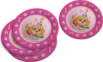 Immagine prodotto di 6 piatti di carta Paw Patrol rosa 23 cm