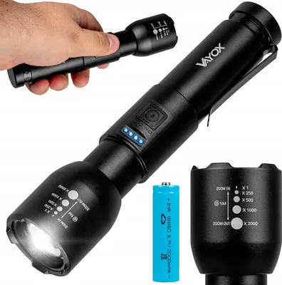 Zdjęcie produktu dla Vayox Latarka VA0180 | 800lm | 20W LED | 5 Trybów | Czarny