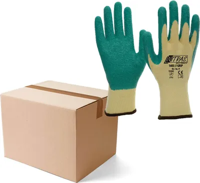 Produktbild von NITRAS GRIP Strickhandschuhe 1603 Arbeitshandschuhe mit Latexbeschichtung EN 388 - VPE 120 Paar Größe:9