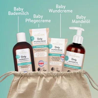 Produktbild von Babypflege Set für Neugeborene, Stoffbeutel, parfümfrei, für Babys