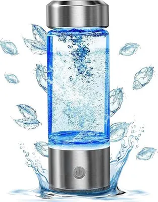 Image de Bouteille d'eau riche en hydrogène avec technologie SPE PEM - Bouteille d'eau portable en verre de 450ml - Améliorer la qualité de l'eau - Pour la maison et les voyages