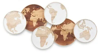 Productafbeelding van Wanddecoratie wereldkaart van mangohout