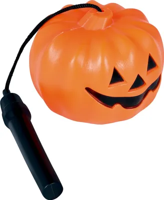 Productafbeelding van Halloween-pompoen zaklamp, zwart-oranje, 25 cm lang - universele maat