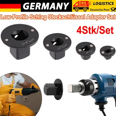 Produktbild von 4tlg Schlagschrauber Stecknuss Adapter Set 1/4" 3/8" 1/2" 3/4" Steckschlüssel