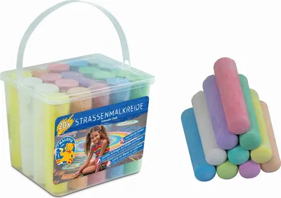 Produktbild von Pustefix MALEFIX Straßenmalkreide 20er Packung I Malkreide für Kinder und Erwachsene I Vielfalt an Farben I Leuchtend und Kräftig I Wasserlösliche und hochwertige Kreide I für Straße u. Hof