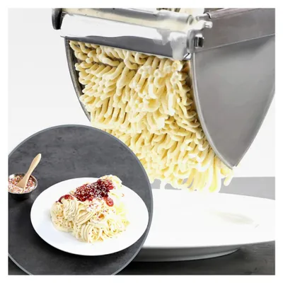 Produktbild von Kartoffelpresse aus rostfreiem Edelstahl, spülmaschinengeeignet - Spätzlepresse - Spaghettieispresse - Kartoffelstampfer