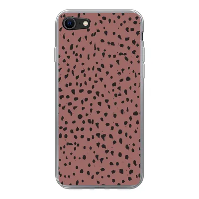 Produktbild von MuchoWow® Handyhülle Schutzhülle Hülle für iPhone SE 2022 Polka dots - Muster - Schwarz Silikon Softcase Handy Hülle - Schutzhülle
