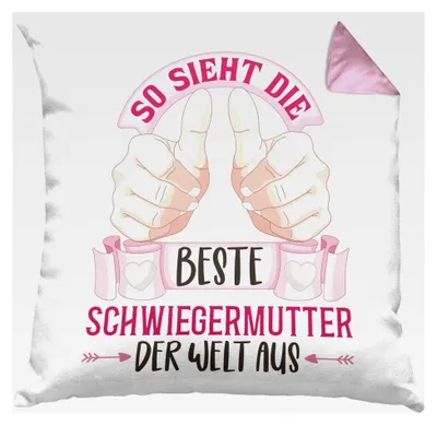 Produktbild von Kissen mit Füllung 40x40 für die beste Schwiegermutter der Welt - Geschenk zum Muttertag, Geburtstag, Spruch (Rosa)