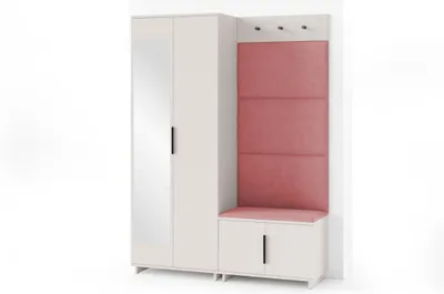 Produktbild von Garderoben-Set Napoli Version 3: Kleiderschrank mit Polsterpaneelen, Schuhschrank Flur und Eingangsbereich (Cashmere/Trinity 23)