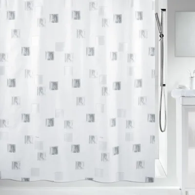 Obrázok produktu pre Protiplesňový sprchový záves Spirella - antibakteriálny, umývateľný, nepremokavý, polyester, "Milano" 120x200cm strieborný