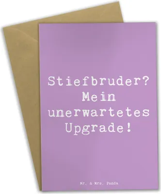 Produktbild von Mr. & Mrs. Panda Klappkarte Spruch Stiefbruder Upgrade - Lavendeltraum - Geschenk, einladungskarten, Geschenke, Patchworkfamilie, Familiengeschenke, hochzeitskarten