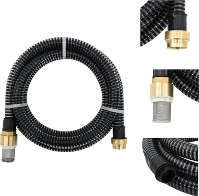 Produktbild von vidaXL Saugschlauch mit Messing-Anschlüssen Schwarz 1,1" 15 m PVC -  Gartenschläuche