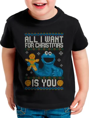 Produktbild von style3 All I Want for Christmas is You Kinder T-Shirt xmas weihnachten weihnachtspullover pulli ugly sweater strick