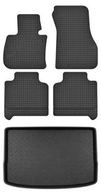 Image de Tapis en caoutchouc + bac de coffre pour BMW Seria 2 F45 Active Tourer 2015-2022 (monospace/break, coffre standard) – 5 pièces, noirs, sur mesure