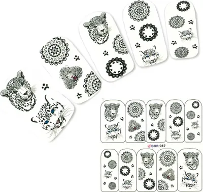 Produktbild von Tattoo Nail Weißer Leopard Mandala Aufkleber Nagel Sticker