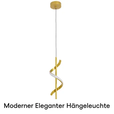 Produktbild von LED Design Pendelleuchte Gold – Modernes Spiral-Design, 4000K Höhenverstellbar, Metall & Acryl, Innenbeleuchtung